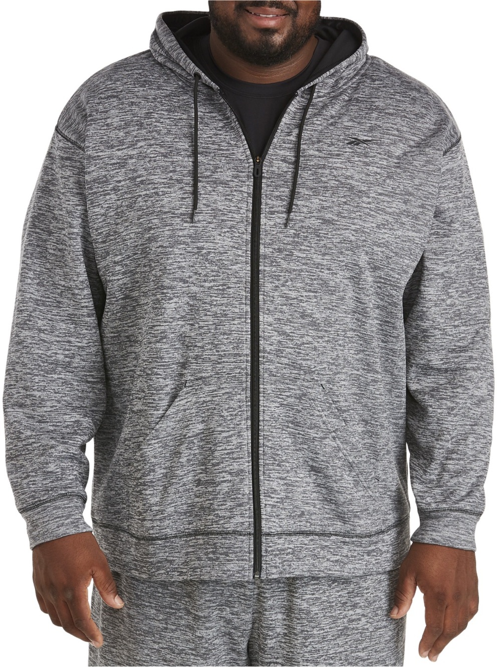 DXL Big and Tall Reebok Heathered Gray Hoodie Jogging Set